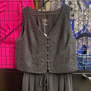 Vintage Laundry by Shelli Segal Sleeveless Jumpsuit w/Attached Detailed Vest